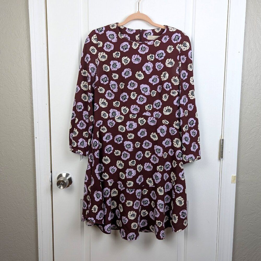 LOFT | Brown Floral Long Sleeve Dress Size 2
